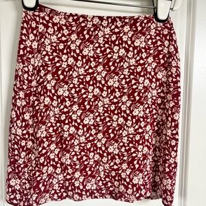 Reformation Red Floral A-Line Skirt